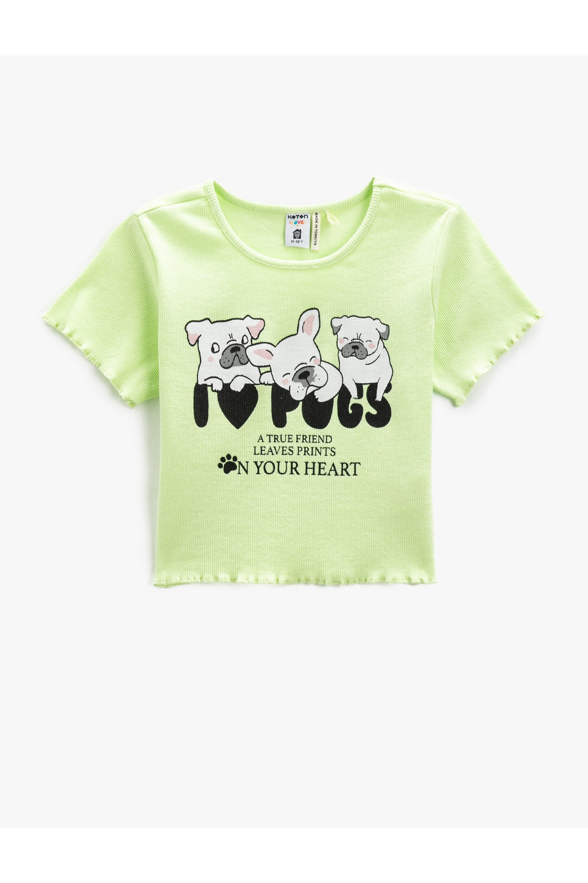 Levně Koton Crop T-Shirt Dog Print Short Sleeve Round Neck Cotton
