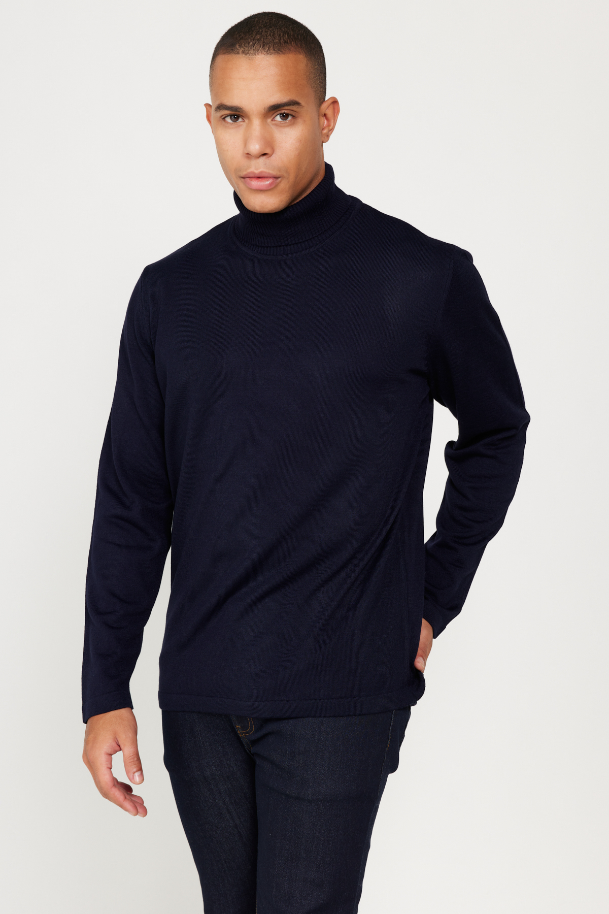AC&Co / Altınyıldız Classics Men's Navy Blue Standard Fit Regular Cut Full Turtleneck Knitwear Sweater