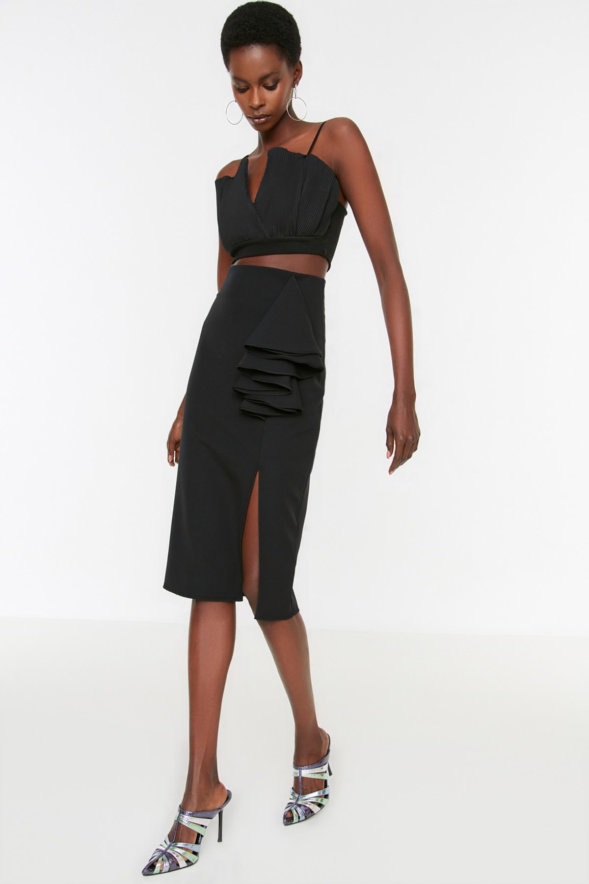 Trendyol Black Flywheel Detailed Skirt