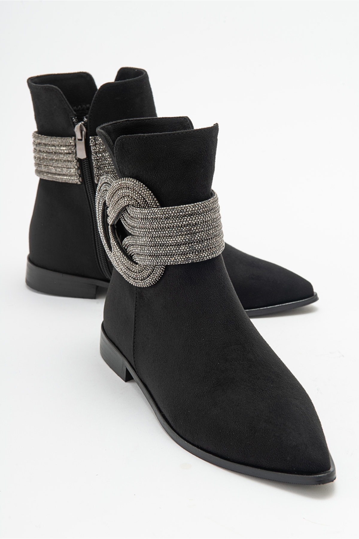 LuviShoes UNDO Women's Black Suede Stone Boots