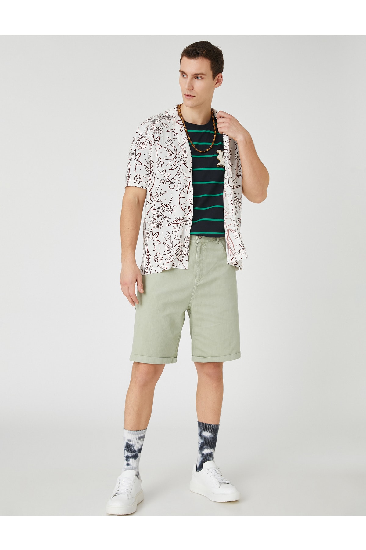 Levně Koton Summer Shirt Short Sleeve Floral Printed Shirt Turndown Collar Cotton