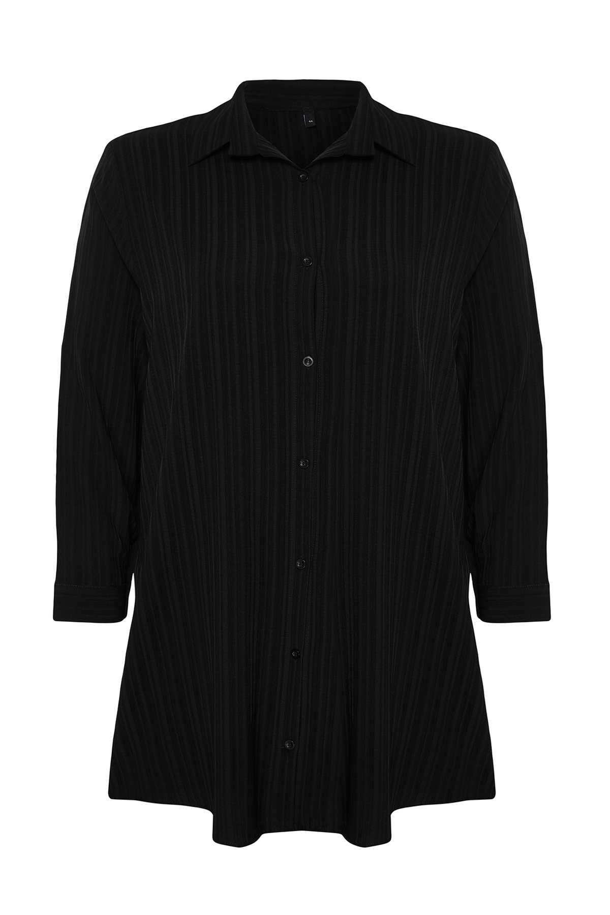 Levně Trendyol Curve Black Large Size Cotton Woven Shirt