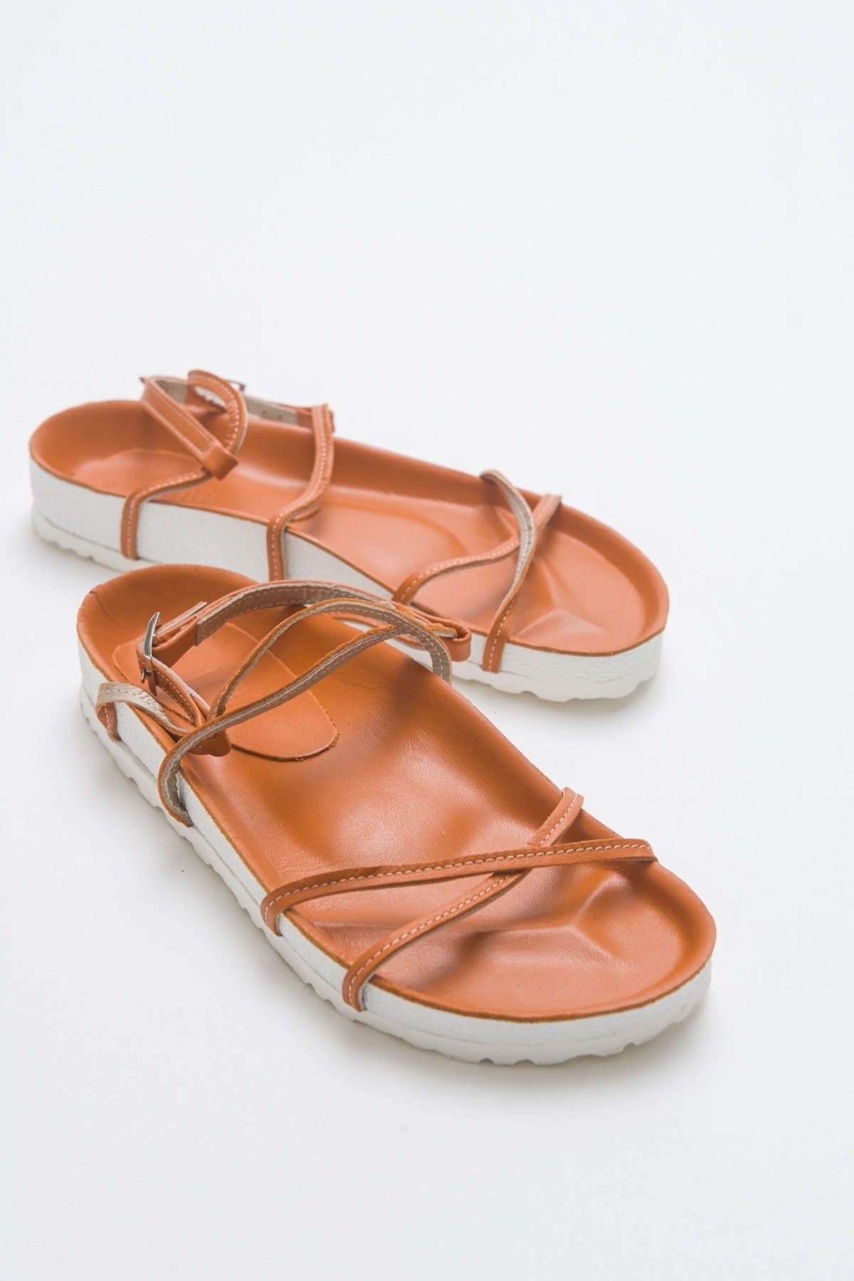 Levně LuviShoes Muse Women's Genuine Leather Orange Sandals
