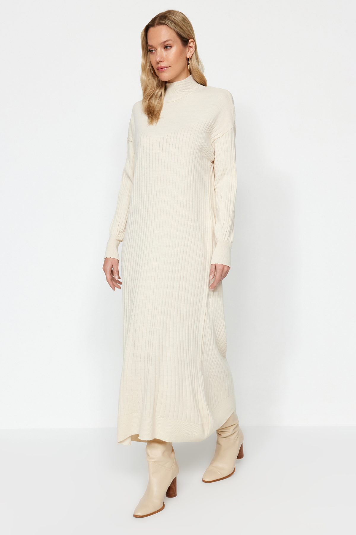 Trendyol Stone High Neck Knitwear Dress