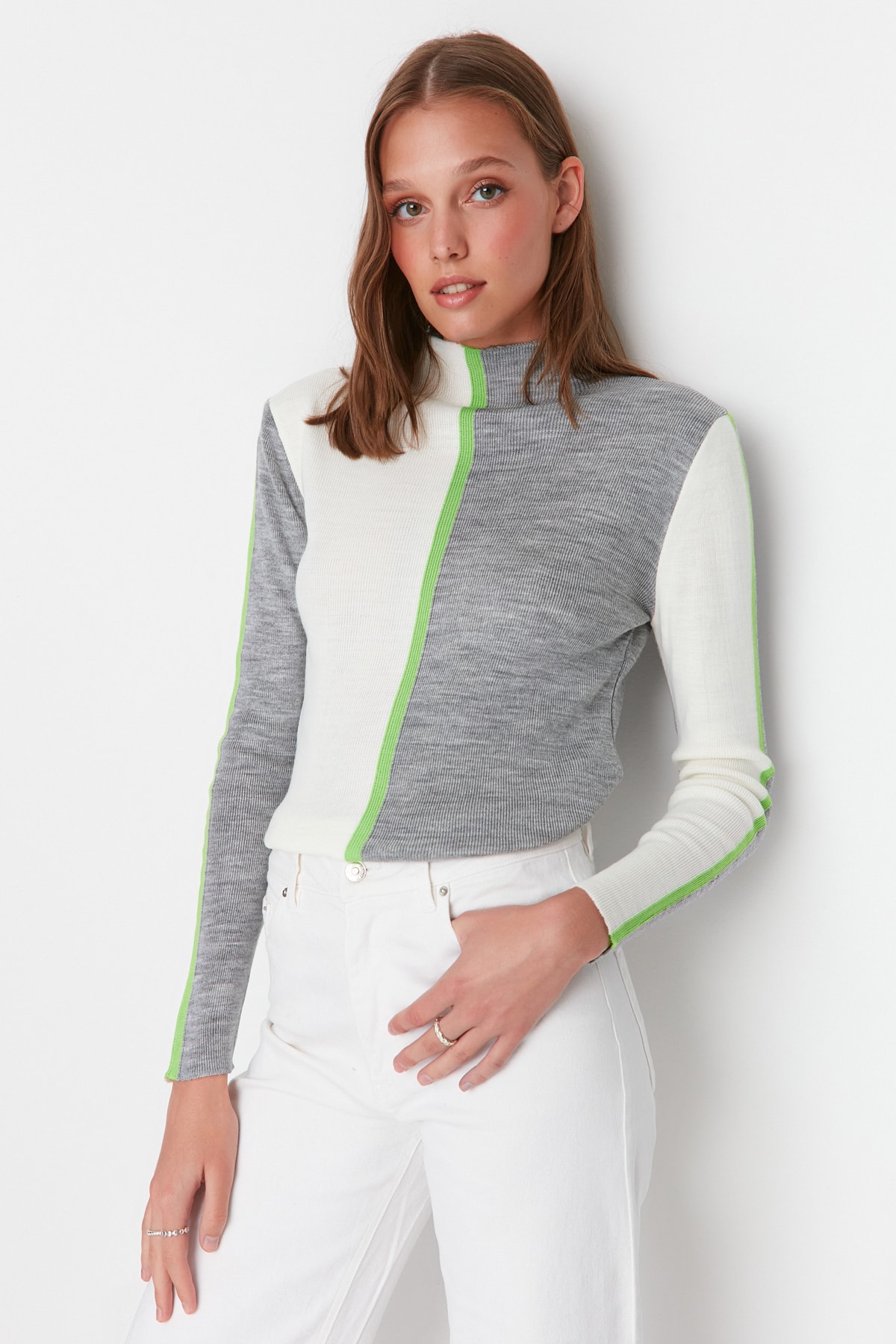 Trendyol Sweater - Ecru - Slim fit