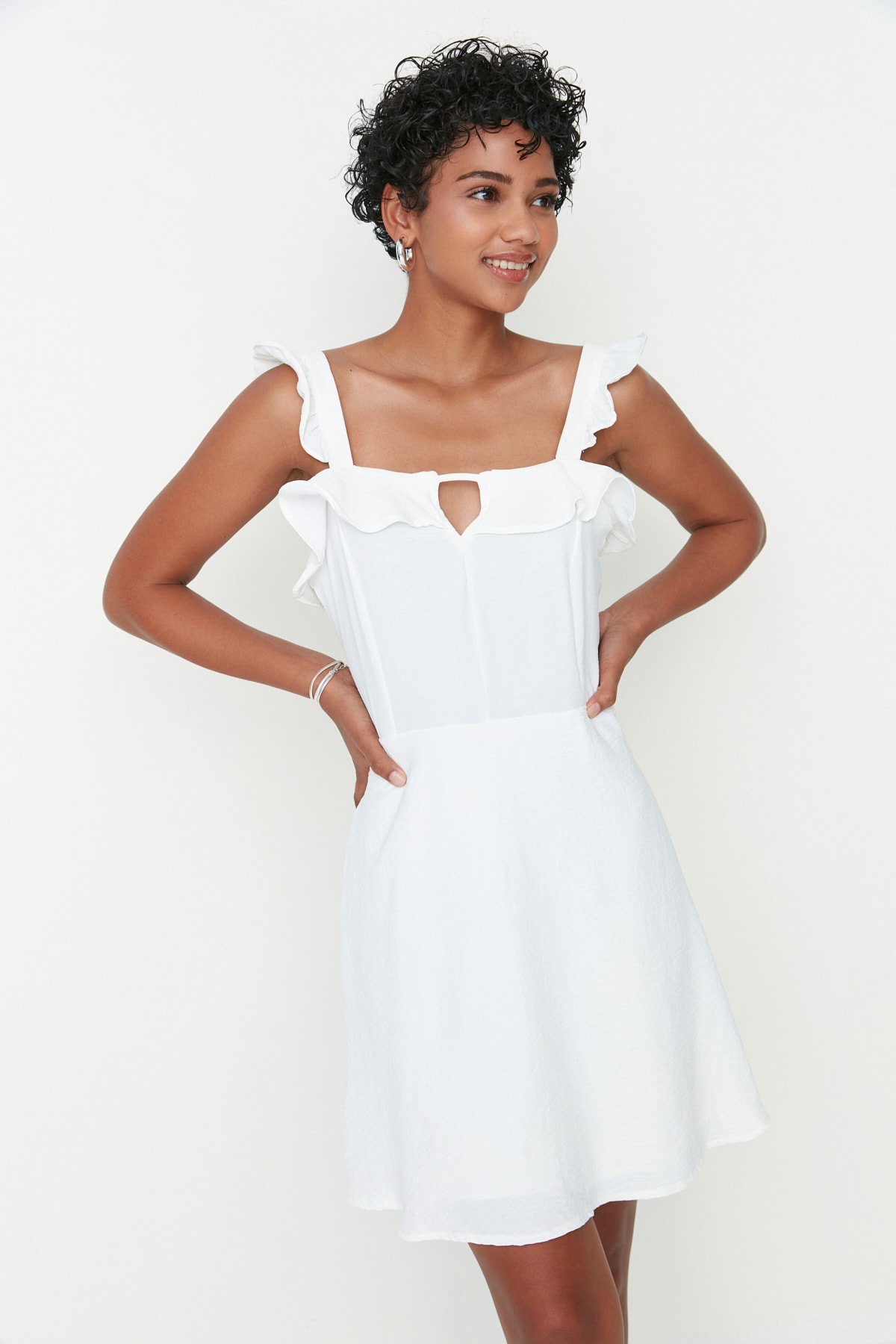 Trendyol Ecru Collar Detailed Dress