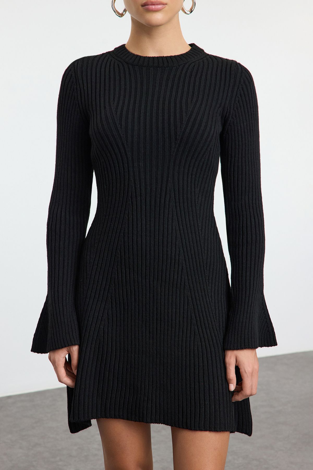 Trendyol Black Mini Knit A-Line Form Fit Dress