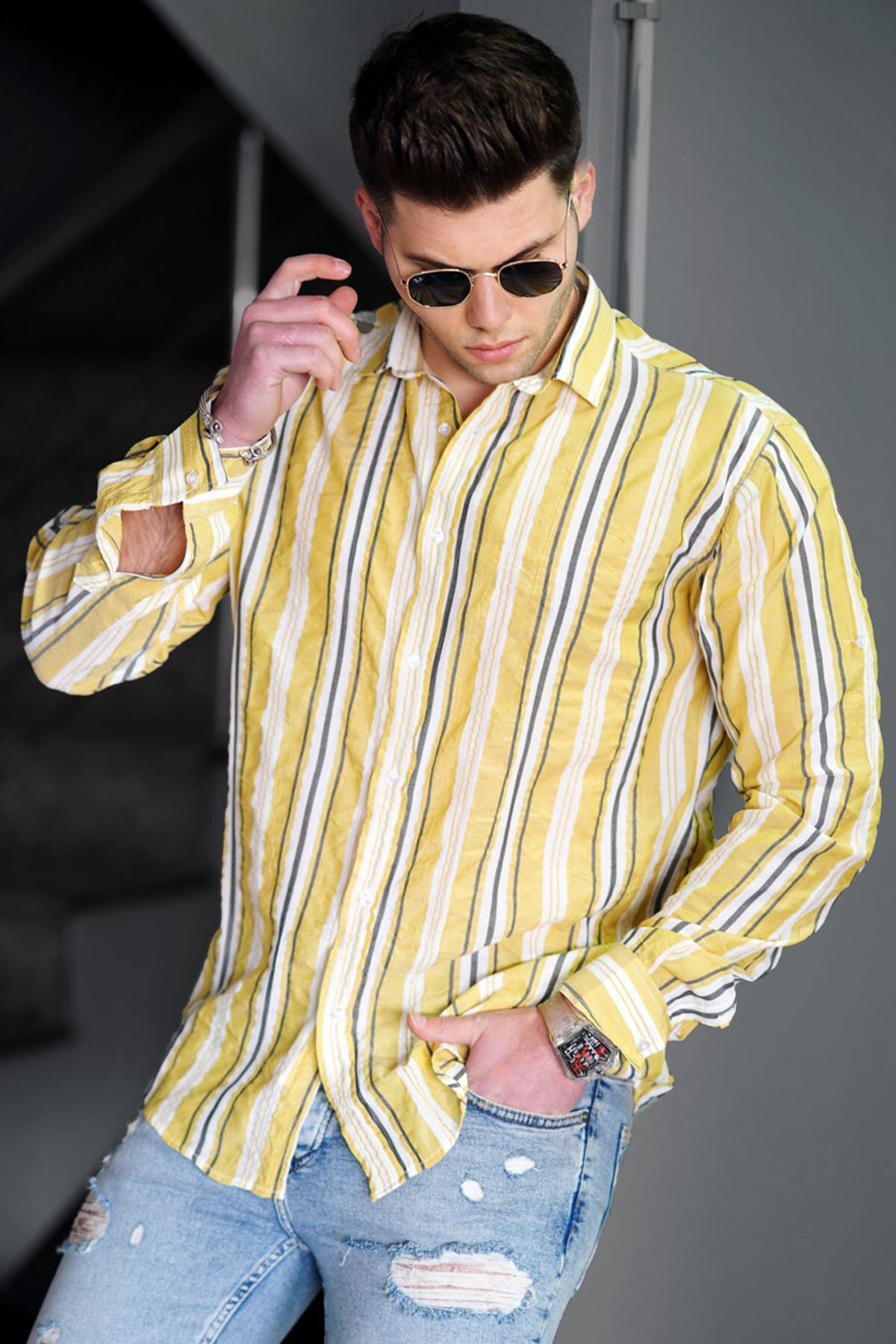 Madmext Men's Yellow Shirt 4940