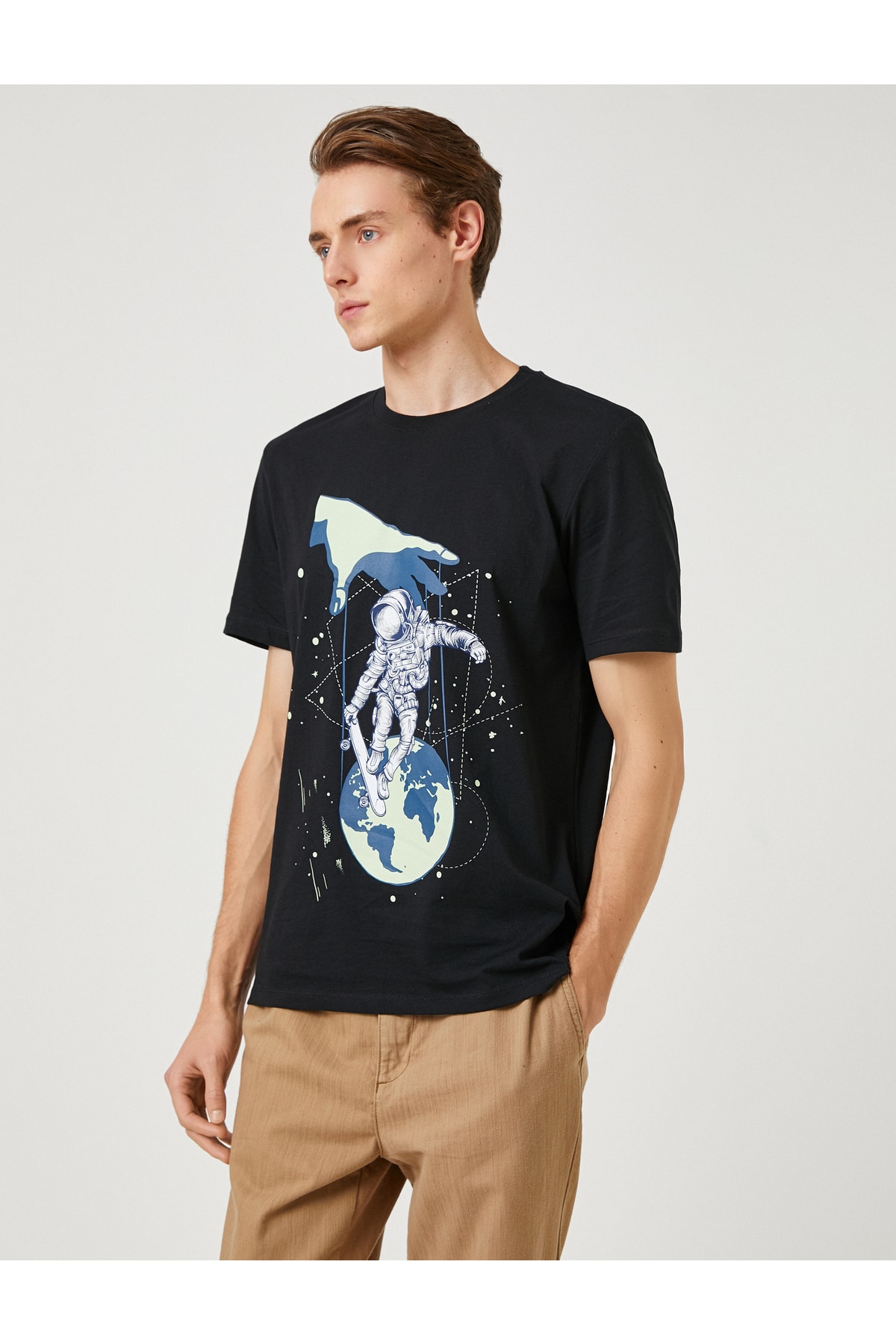 Koton Space Printed T-Shirt Cotton Crew Neck Short Sleeve