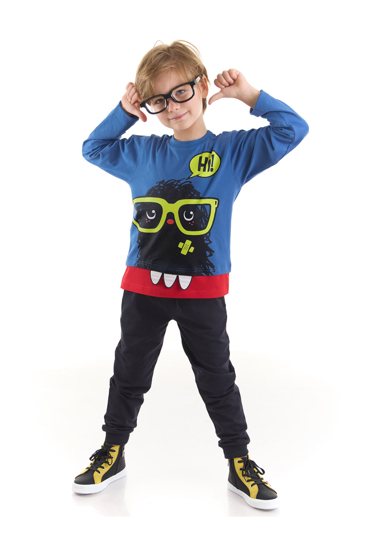 Levně Denokids Hi Monster Boy's T-shirt Trousers Set