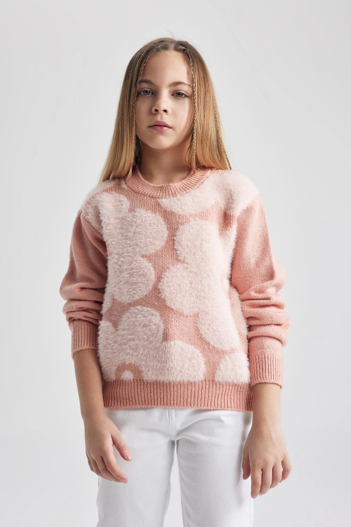 DEFACTO Girl Floral Crew Neck Sweater