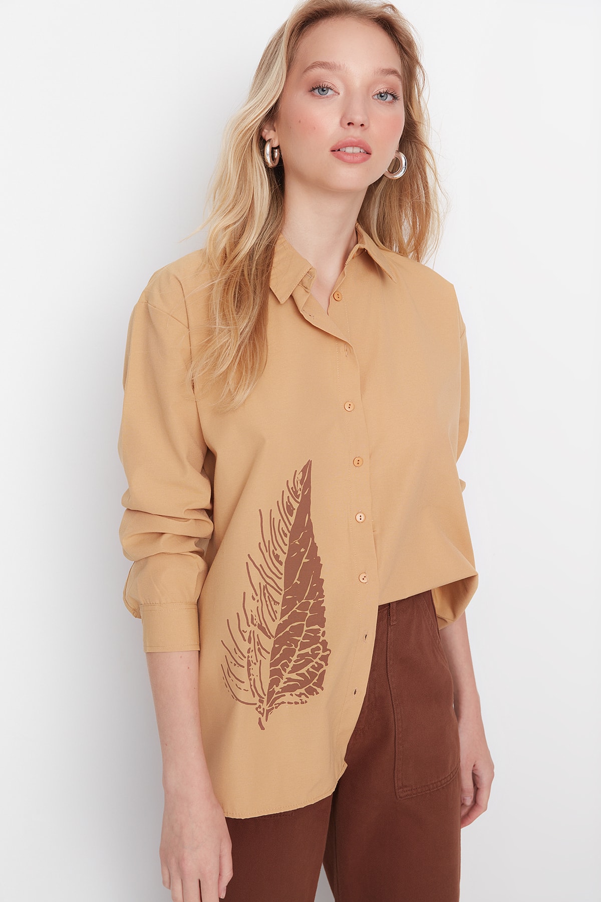 Trendyol Shirt - Beige - Regular fit