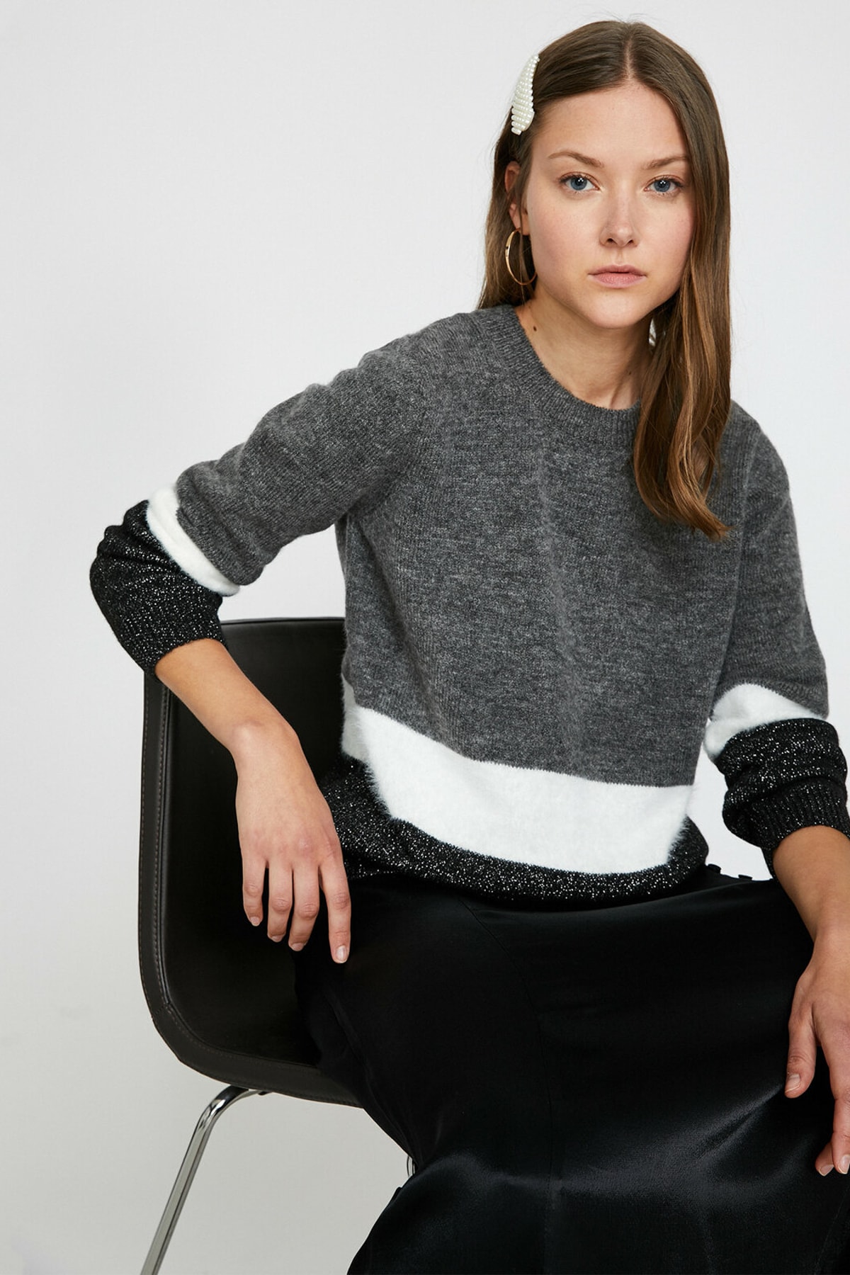 Koton Women's Black Patterned Sweater