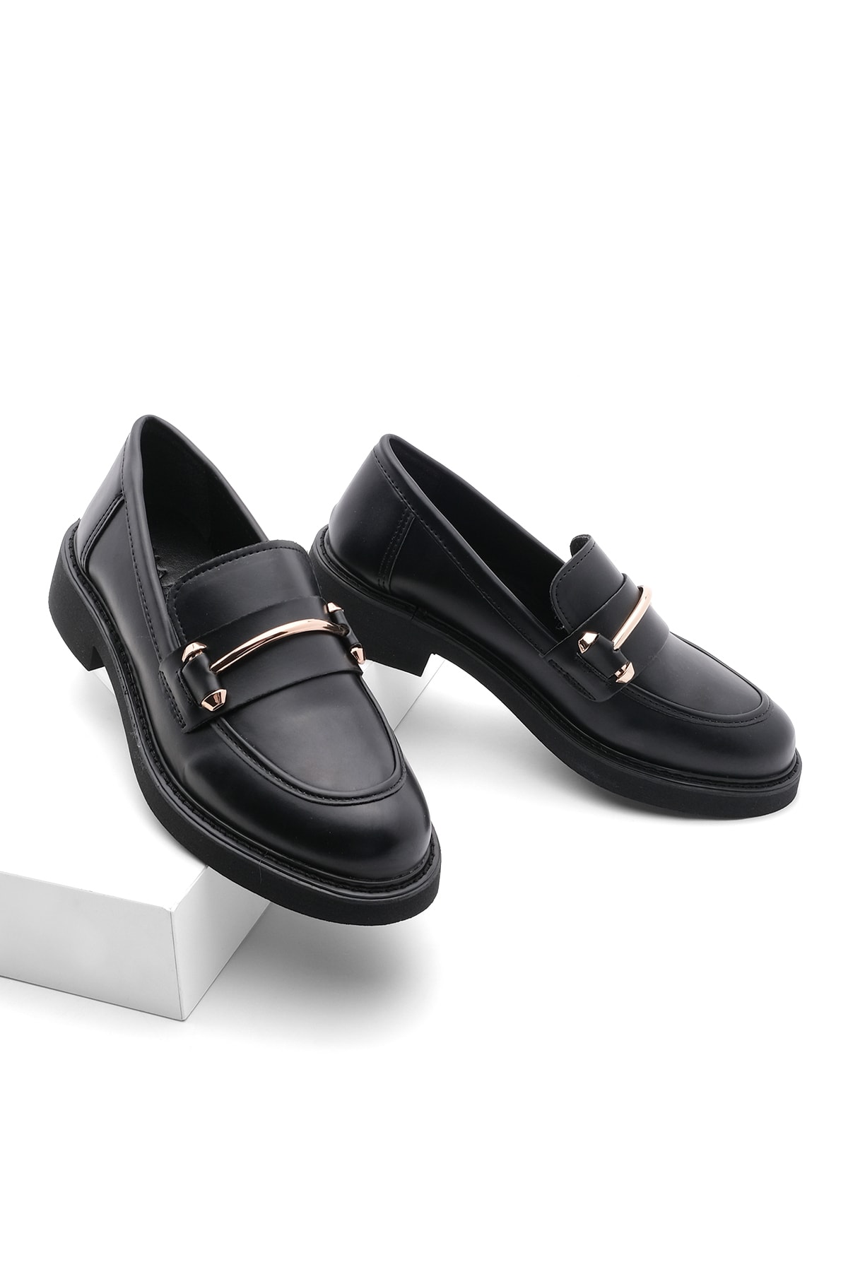 Marjin Women's Loafers Loafers Casual Buckle Casual Shoes Foryewear Black.