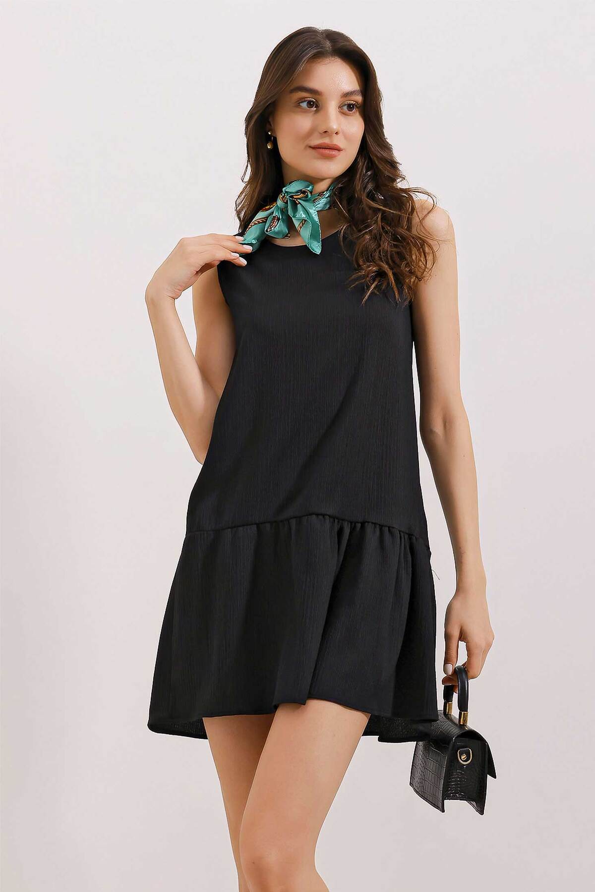 Bigdart 2344 Flared Knitted Summer Dress - Black