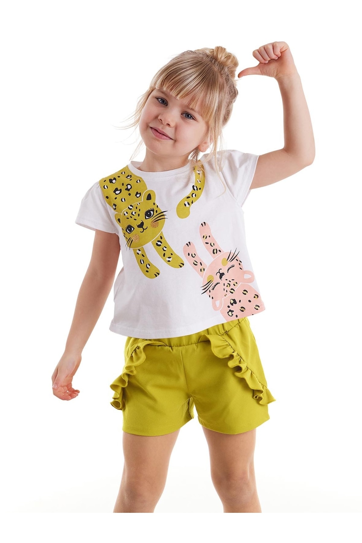 Levně Denokids Funny Cats Girls T-shirt Shorts Set