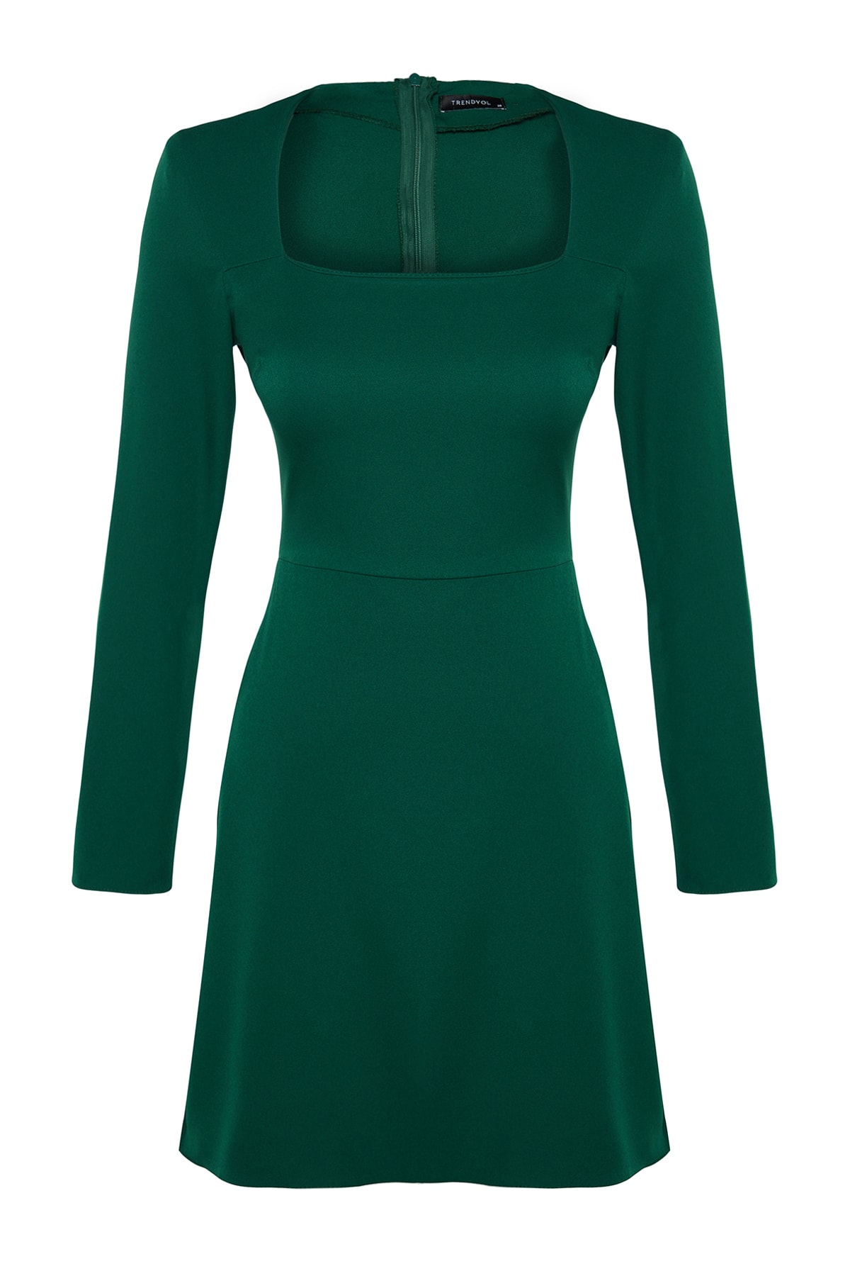 Trendyol verde smarald pătrat gât mini țesut rochie țesută