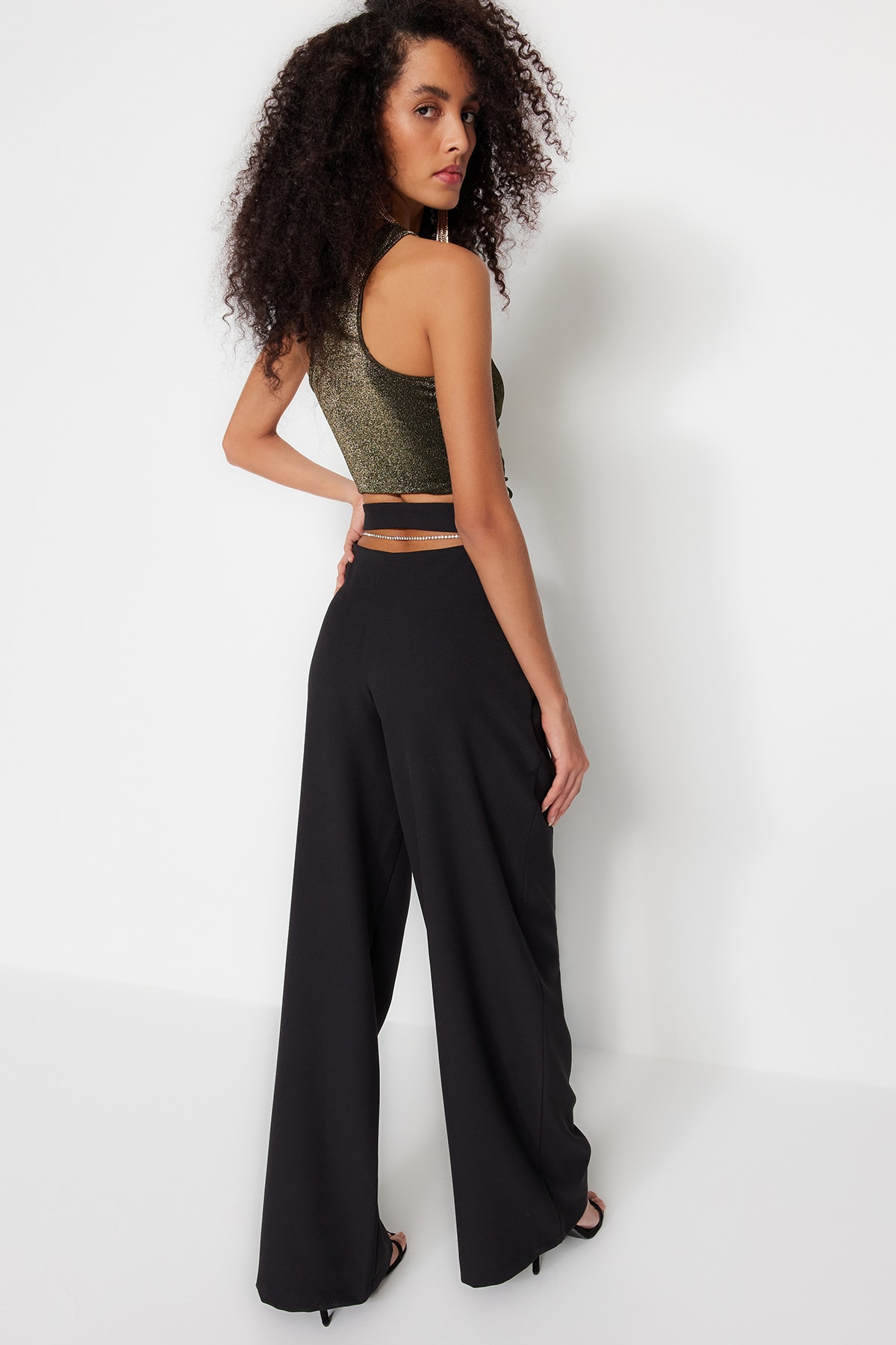 Pantaloni țesute Trendyol Black