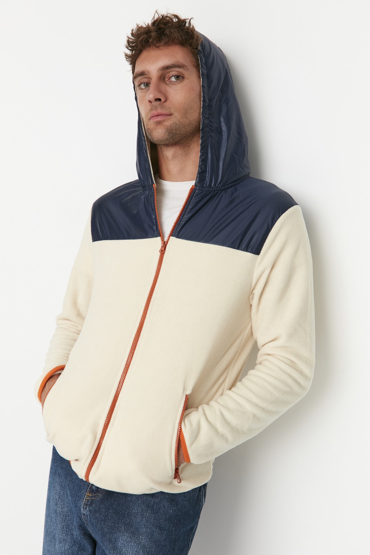Levně Trendyol Multicolored Men's Regular/Normal Fit Hoodie. Keeping You Warm Thick Fleece/Plush Sweatshirt - Cardigan.