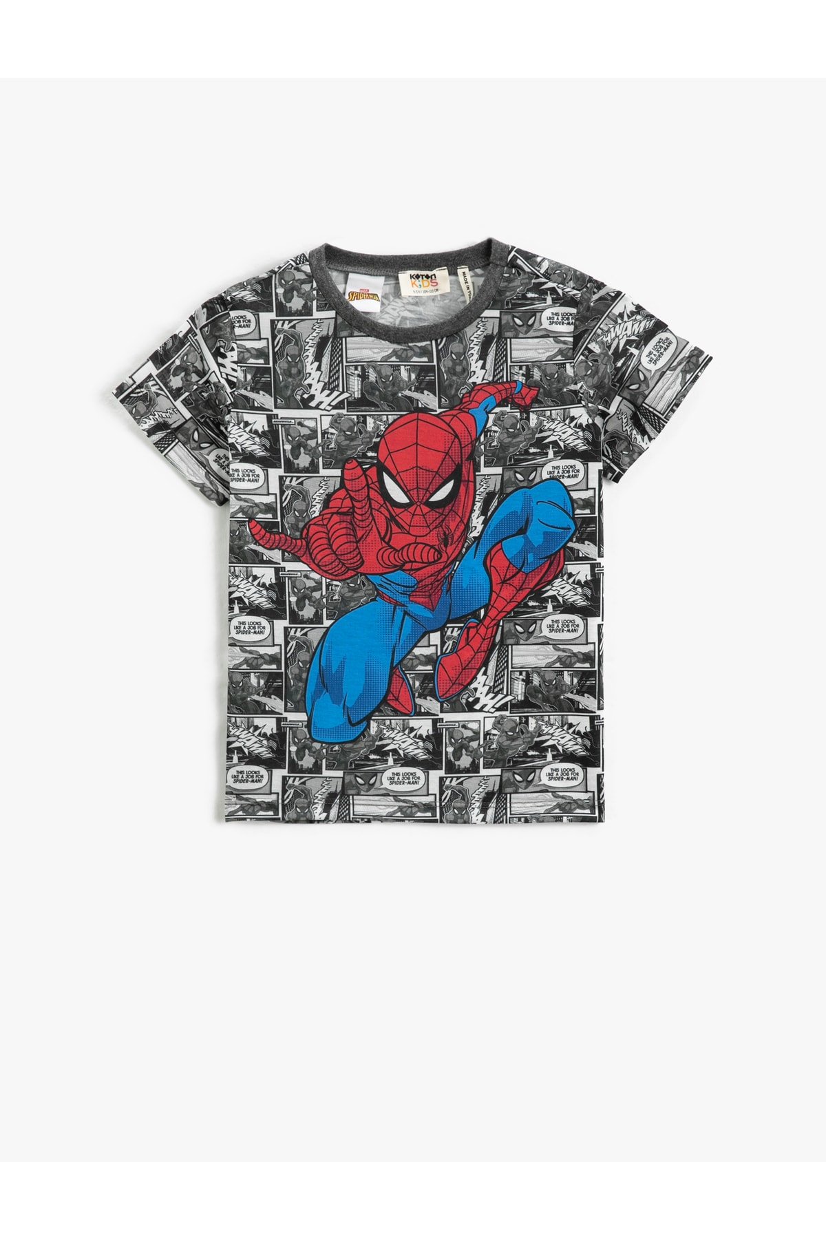 Levně Koton Spiderman Printed Short Sleeve T-Shirt Licensed Crew Neck