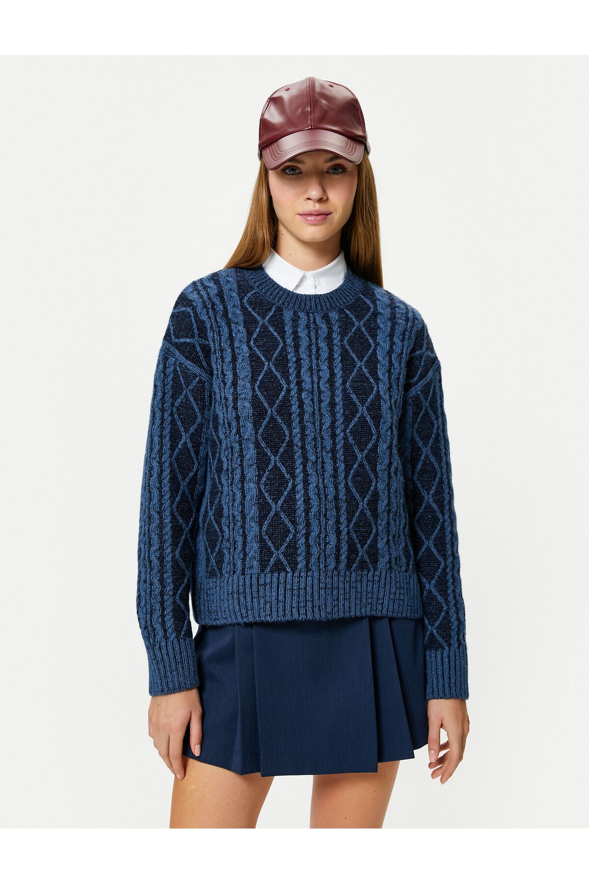 Koton Tricotaje Pulover Păr Tricotat Detaliu Maneca Lunga Crew Neck