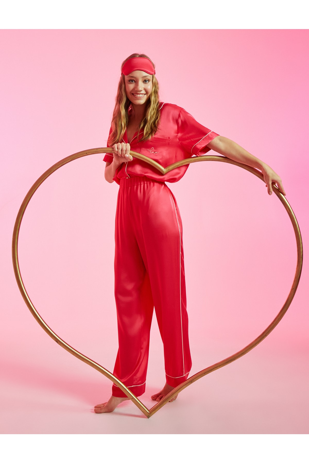 Levně Koton Satin Pajama bottoms with straight legs, elasticated waist and a stripe detail.