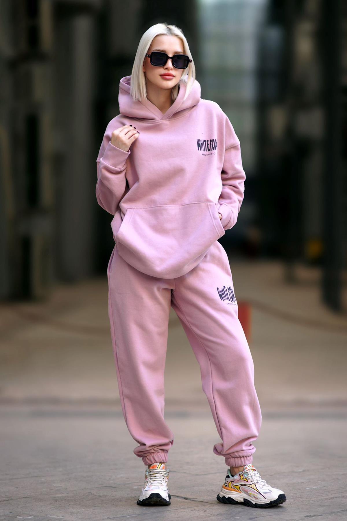 Madmext Pale Pink Women's Hooded Tracksuit