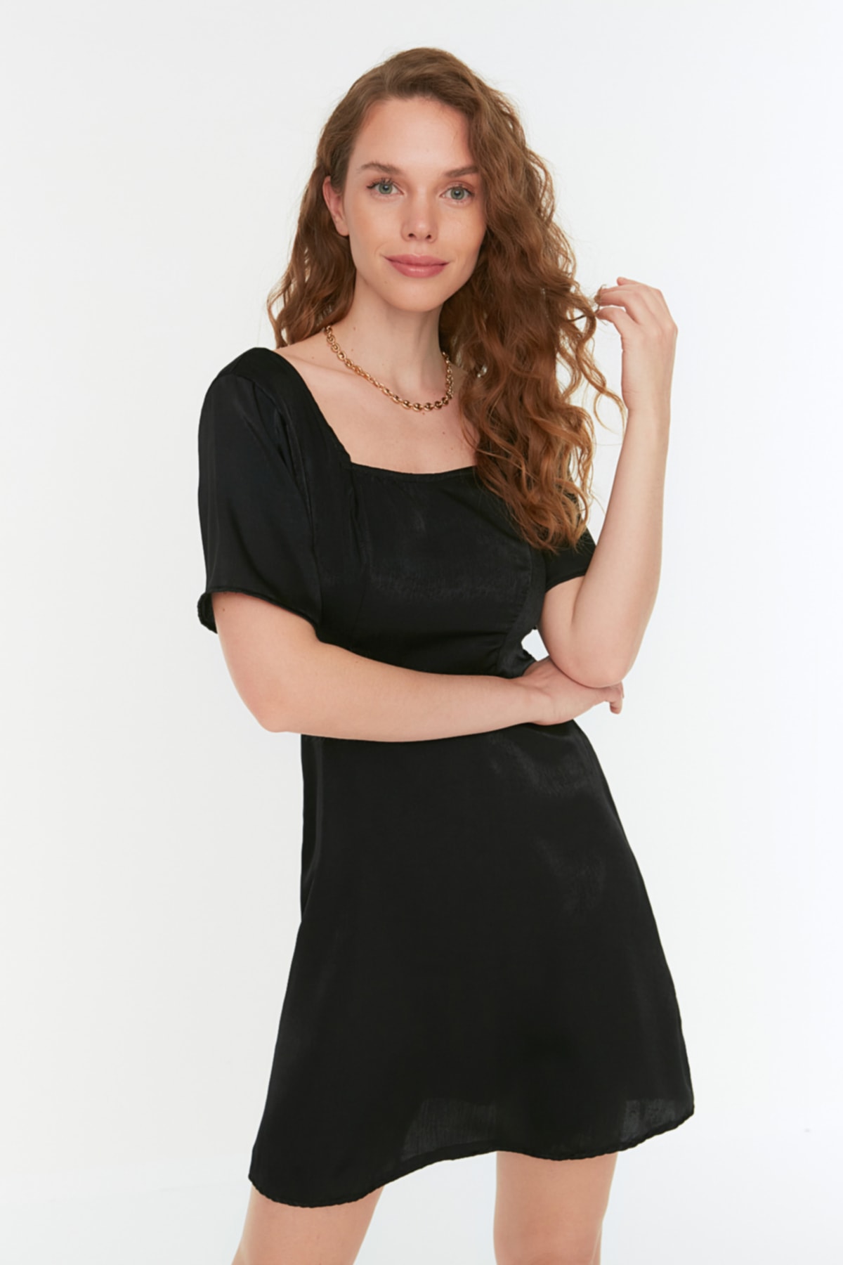 Trendyol Black Square Collar Dress