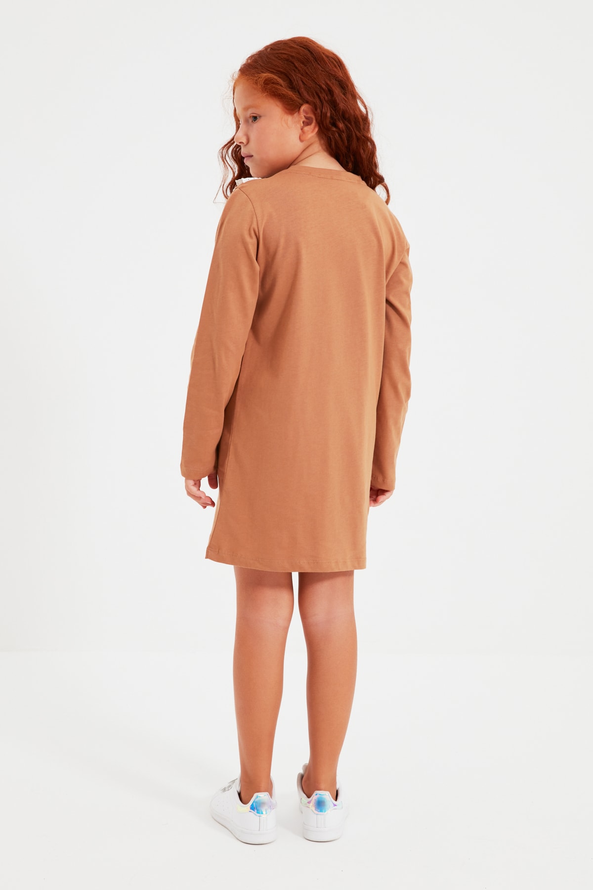 Trendyol Cinnamon Embroidered Girl Knitted Dress