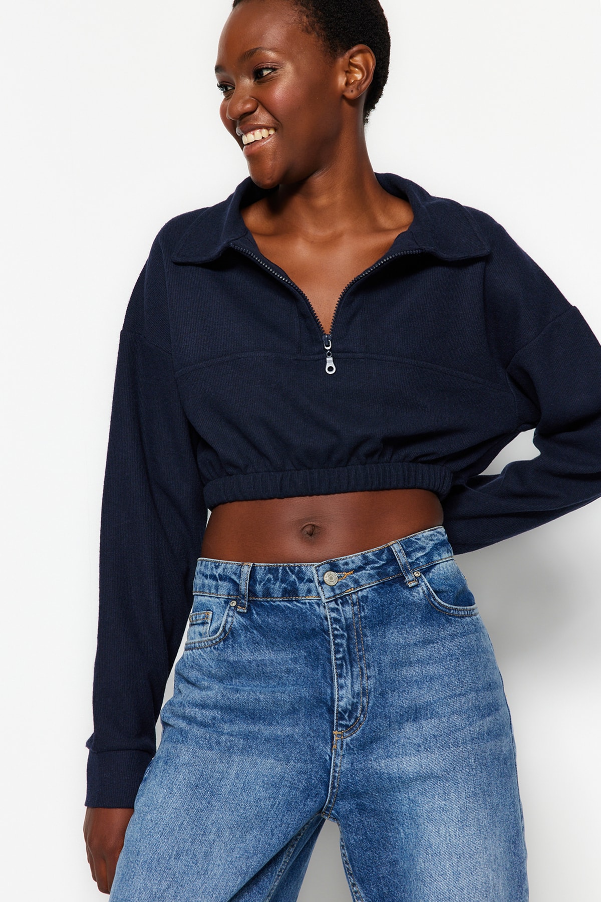 Trendyol Sweatshirt - Dark blue - Regular fit