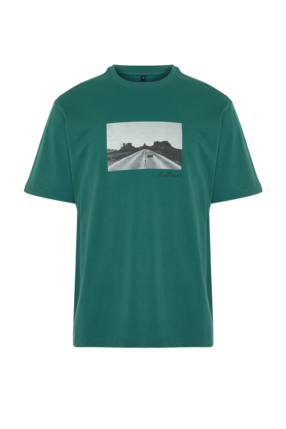 Trendyol Emerald Green Relaxed/Comfortable Cut Photo Printed 100% Cotton T-shirt