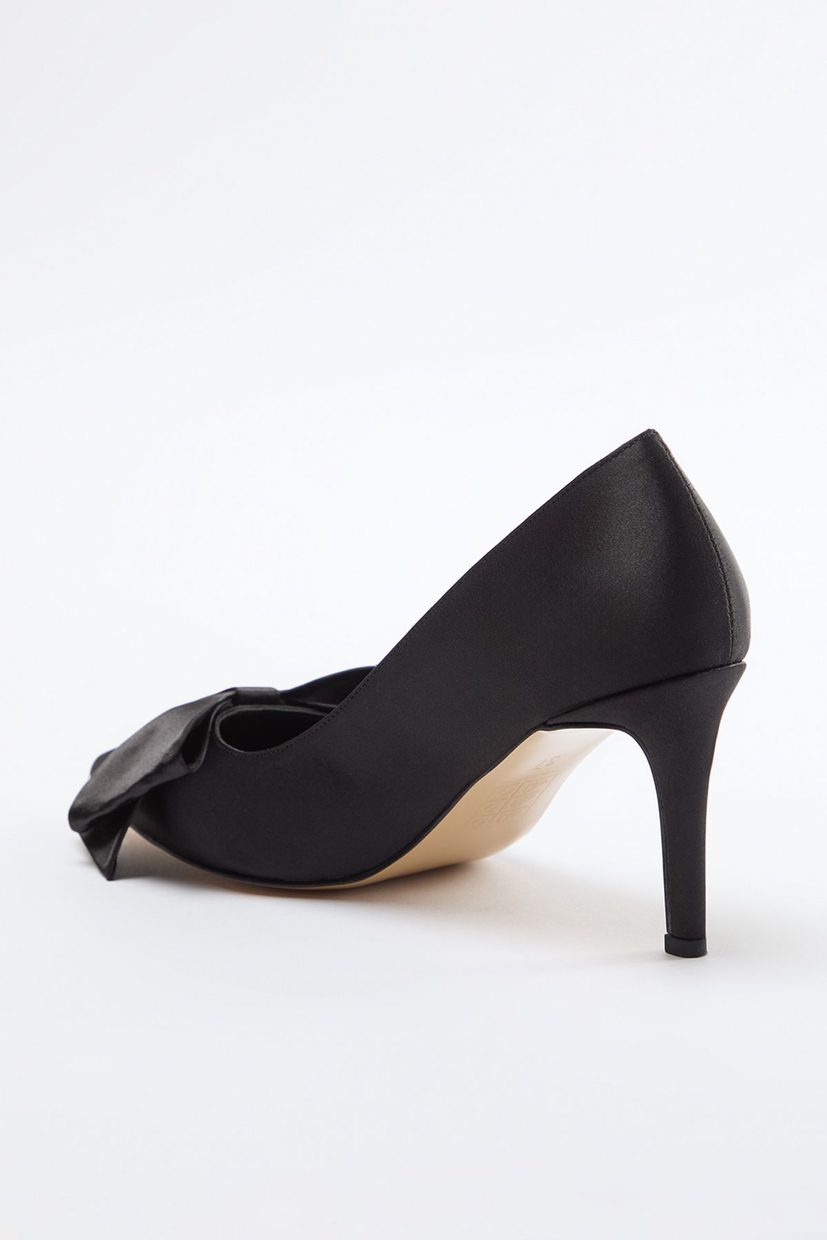 Trendyol Black Bow Satin Women&#039;s Classic Stiletto Thin Heel Shoes