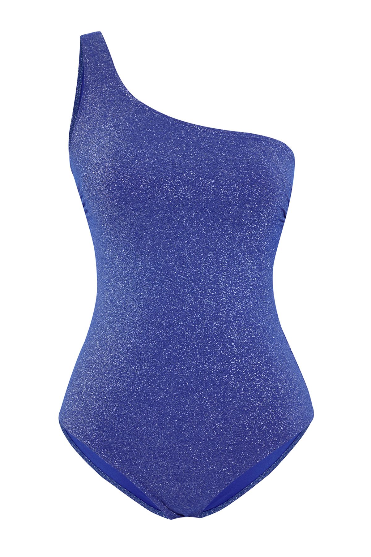 Trendyol Navy Blue One Shoulder Glitter Regular Swimsuit