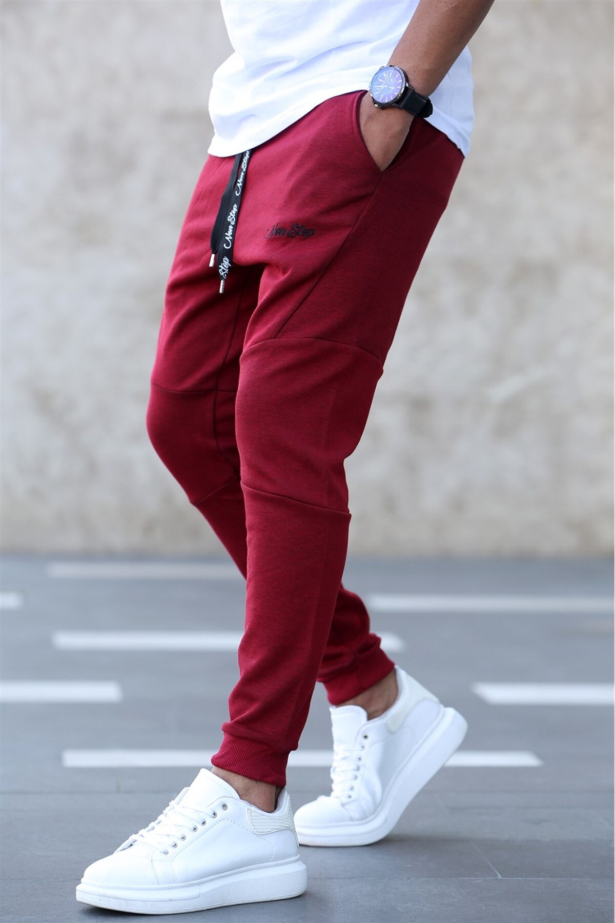 Madmext Printed Claret Red Tracksuit 2711