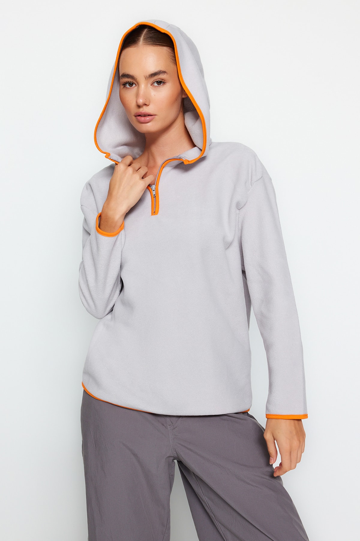 Trendyol Sweatshirt - Gray - Oversize