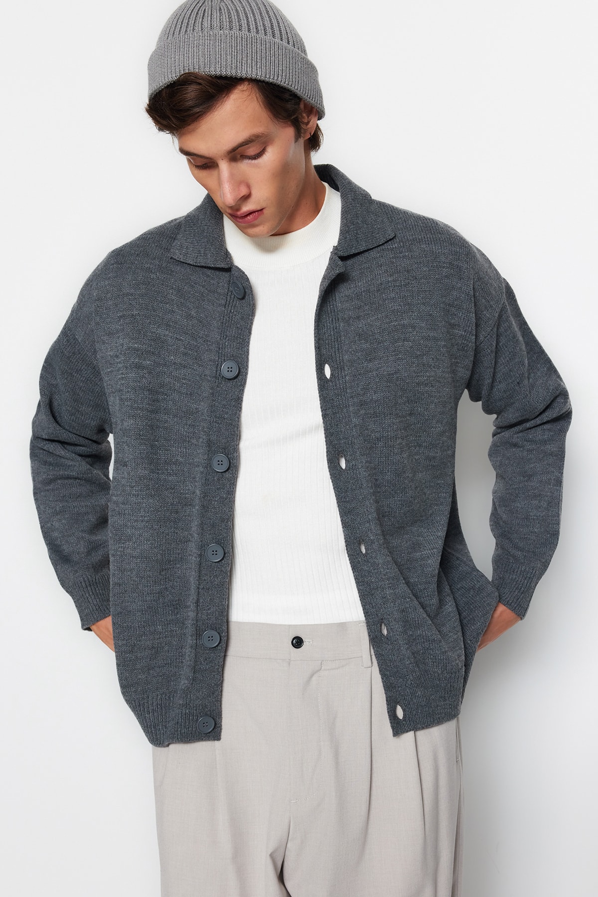 Trendyol Cardigan - Gray - Regular fit