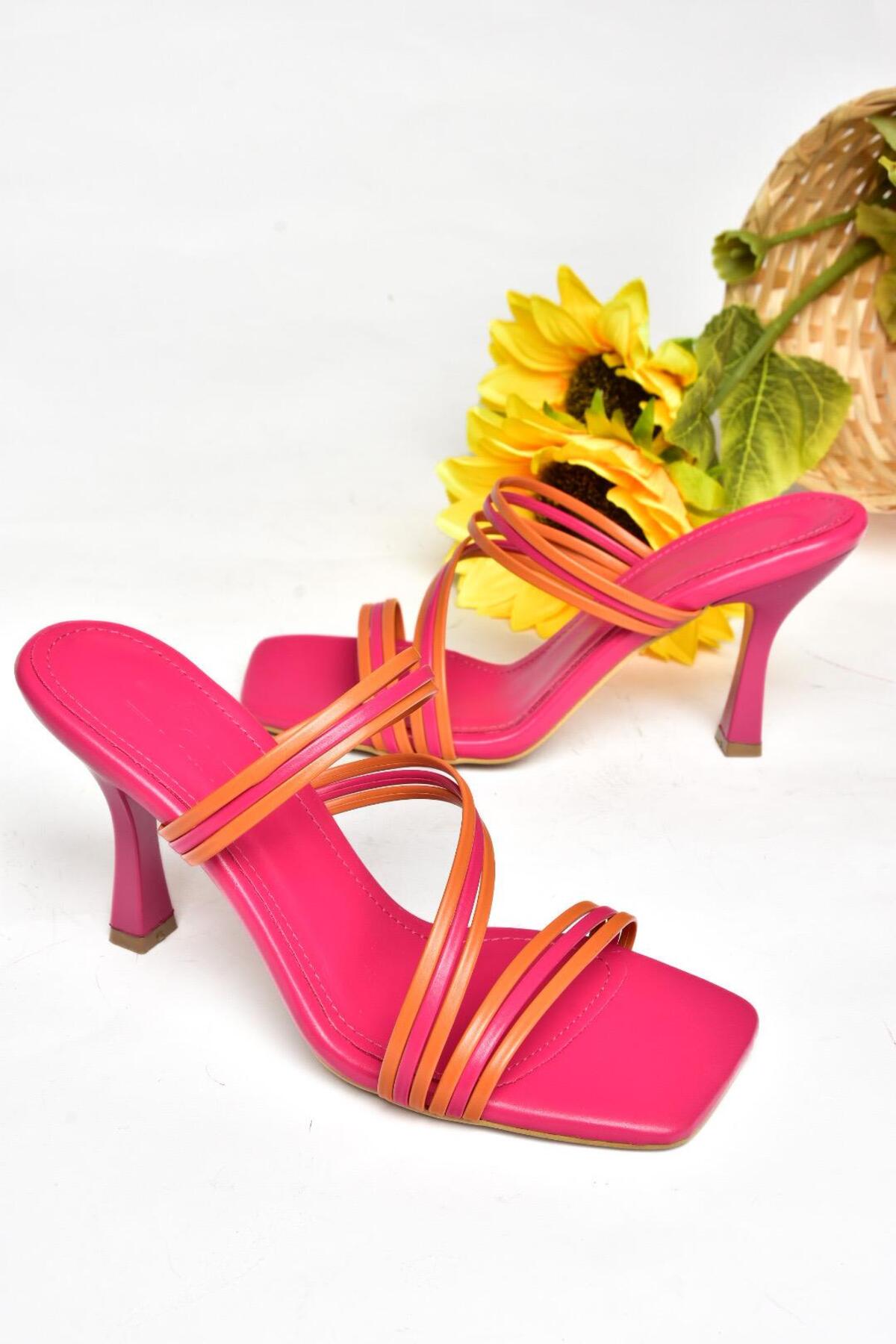 Levně Fox Shoes S590033709 Fuchsia/Orange Women's Thin Heeled Slipper