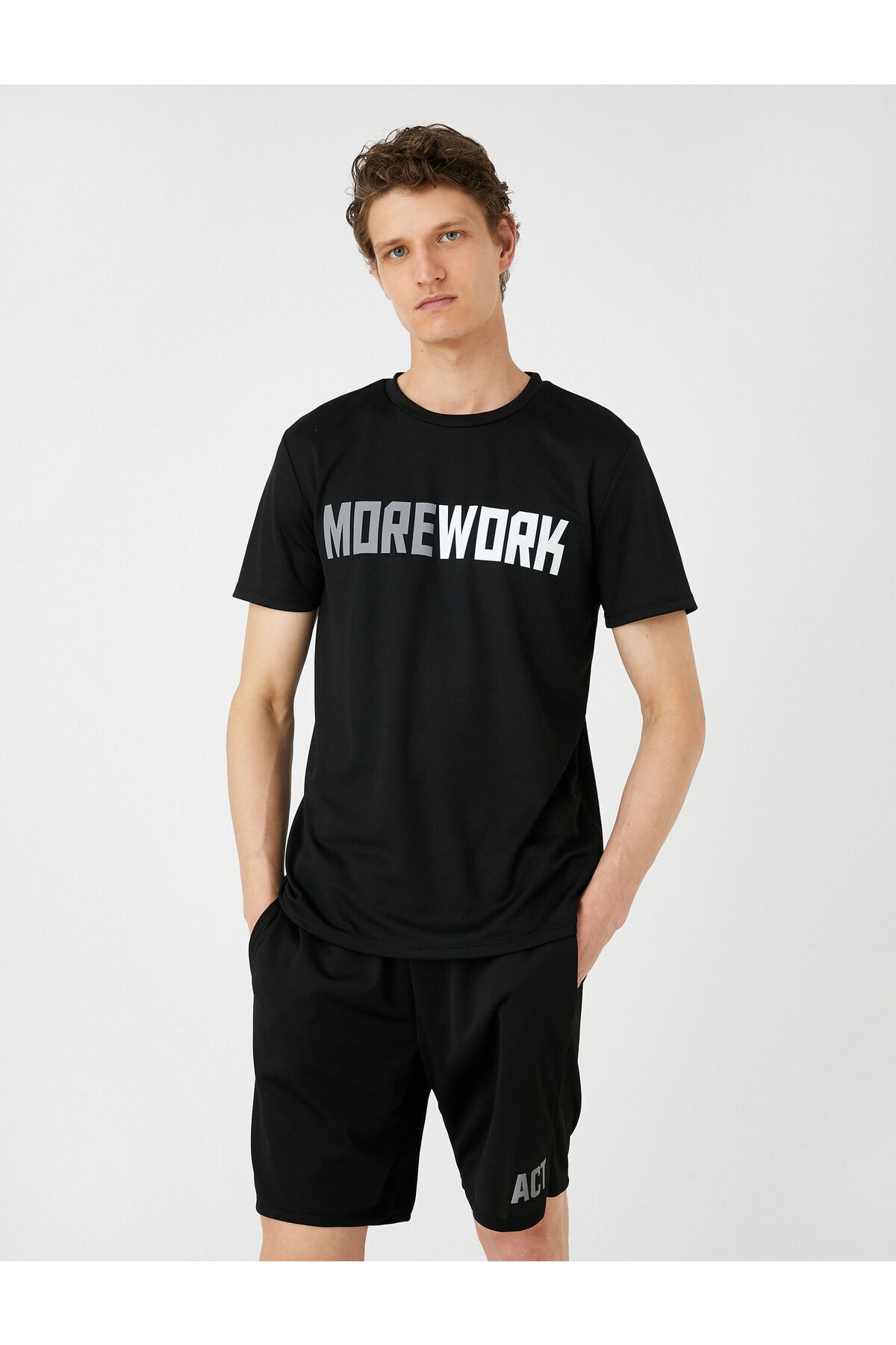Koton Sports T-Shirt with Slogan Printed Crew Neck Short Sleeved.