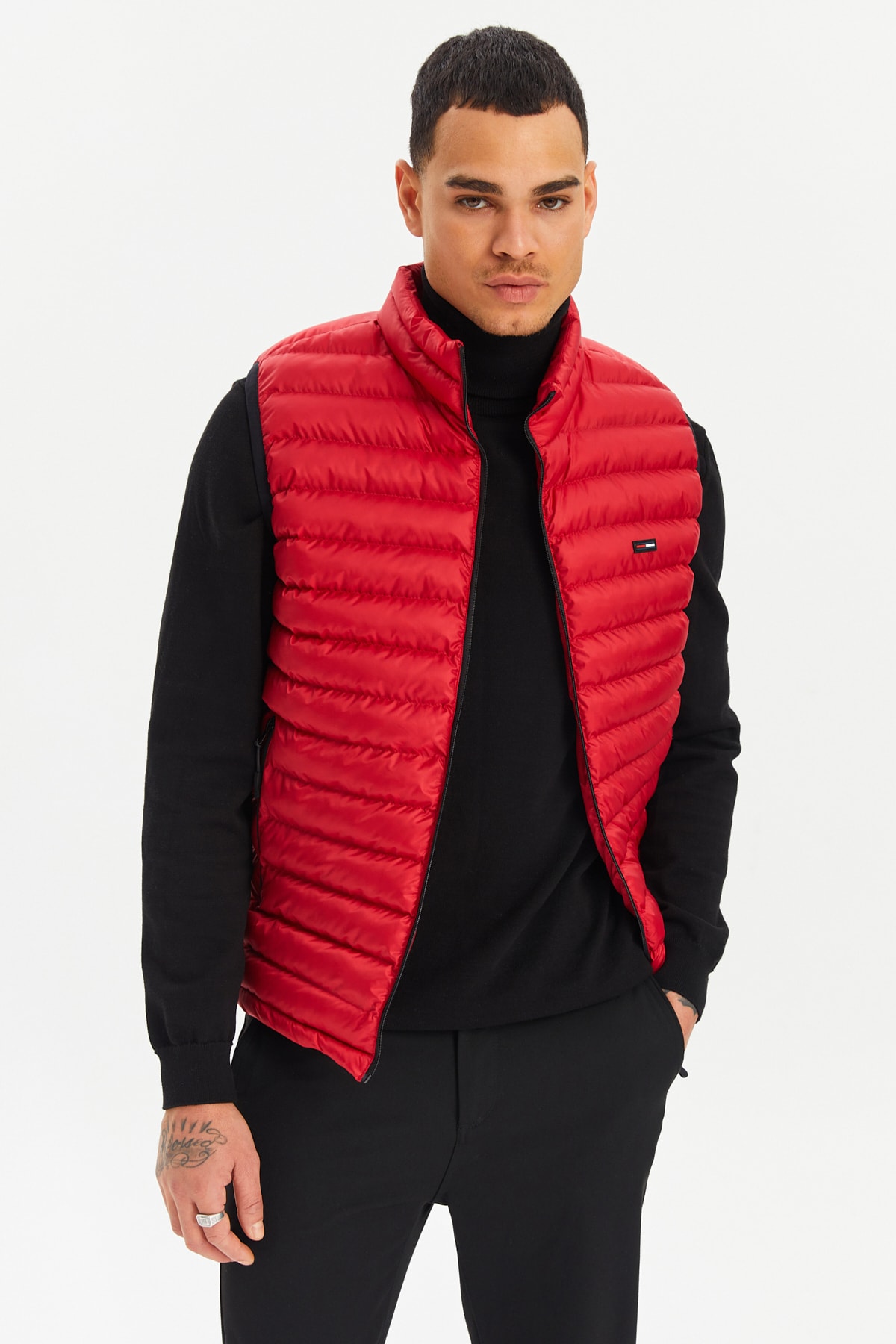 Levně River Club Men's Lined Water And Windproof Red Puffer Vest