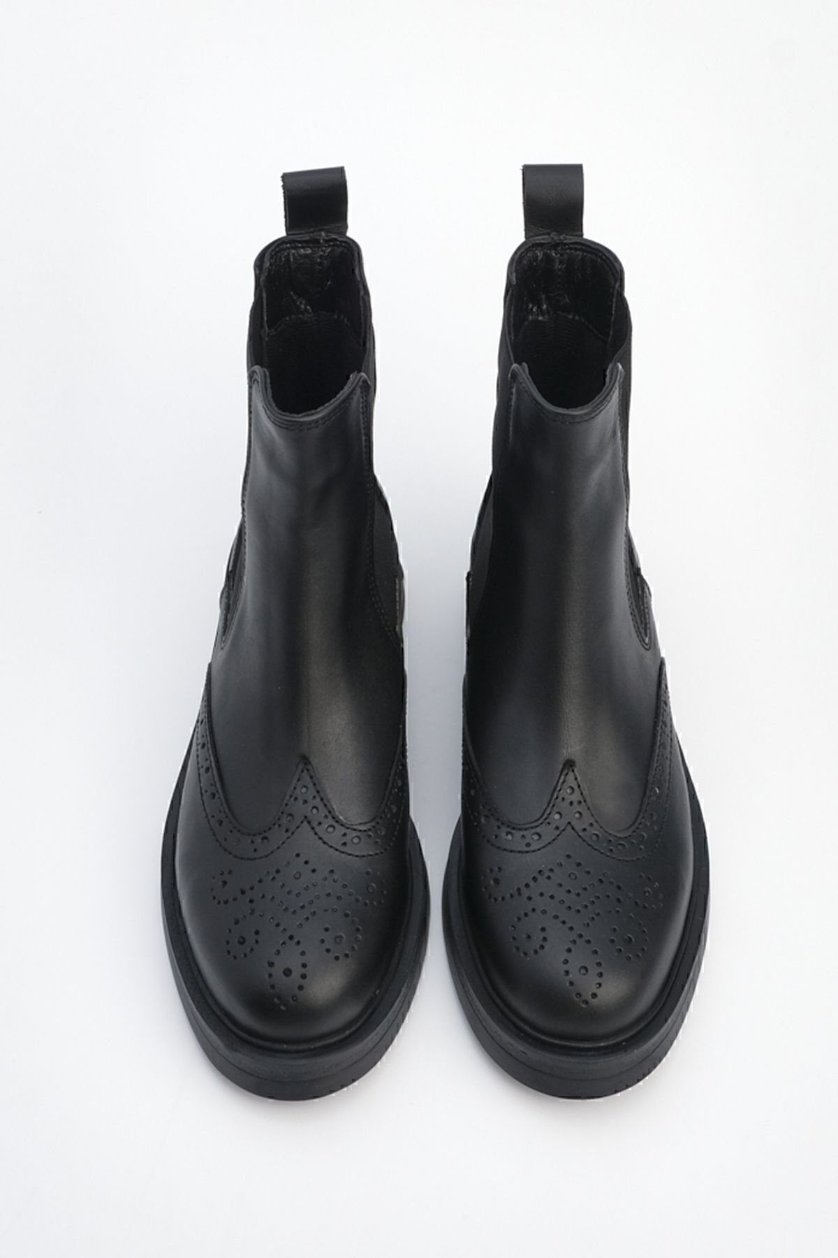 Marjin Women's Genuine Leather Elastic Side Band Daily Boots Yestin Black