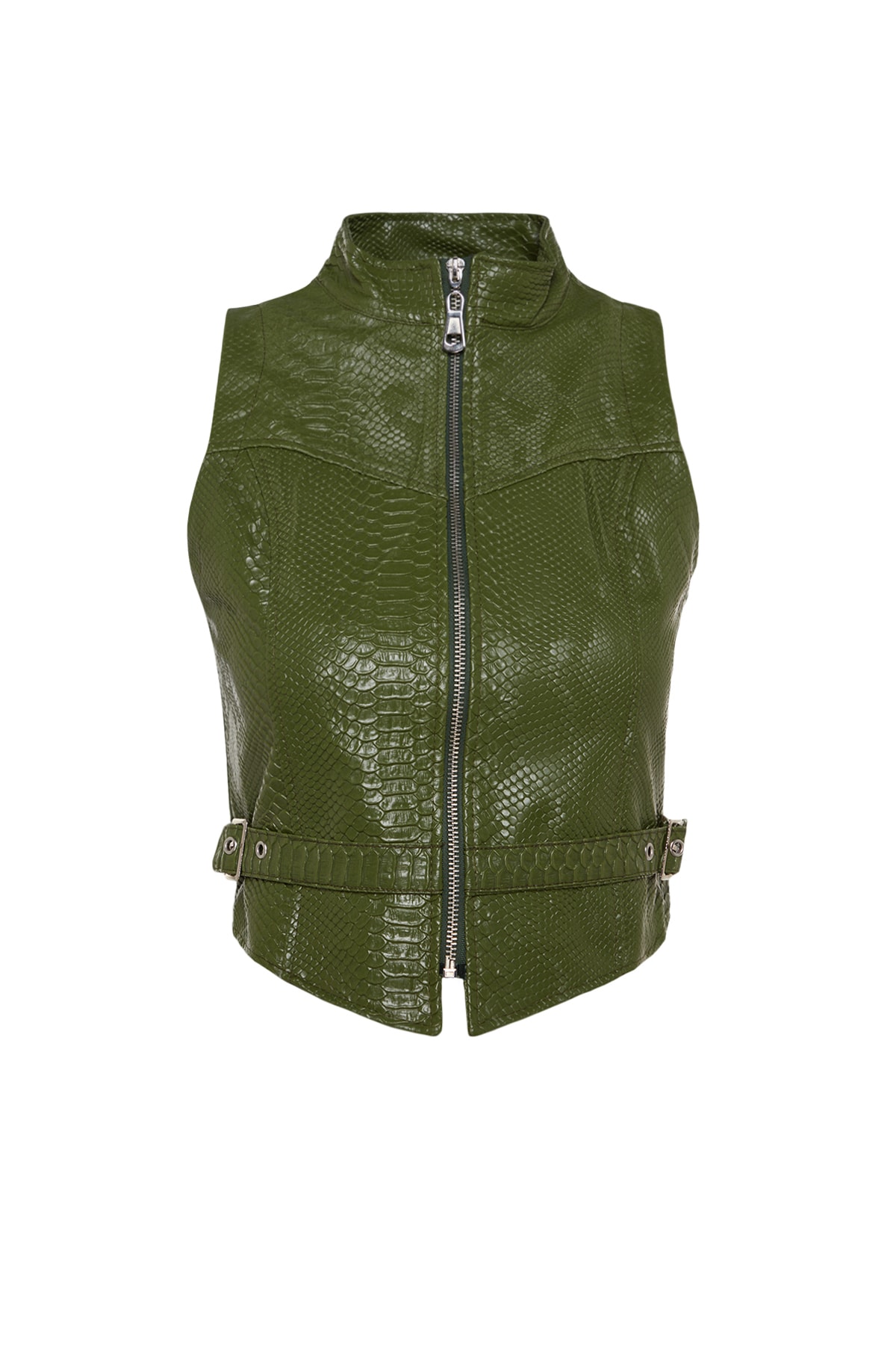 Trendyol Limited Edition Khaki Woven Lined Crocodile Patterned Vest