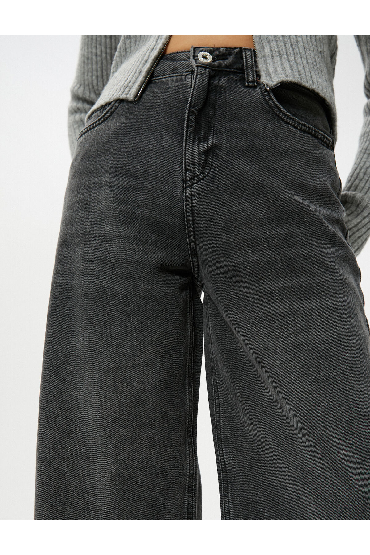 Koton Short Extra Wide Leg Jeans Standard Waist Pocket Cotton - Bianca Crop Jean