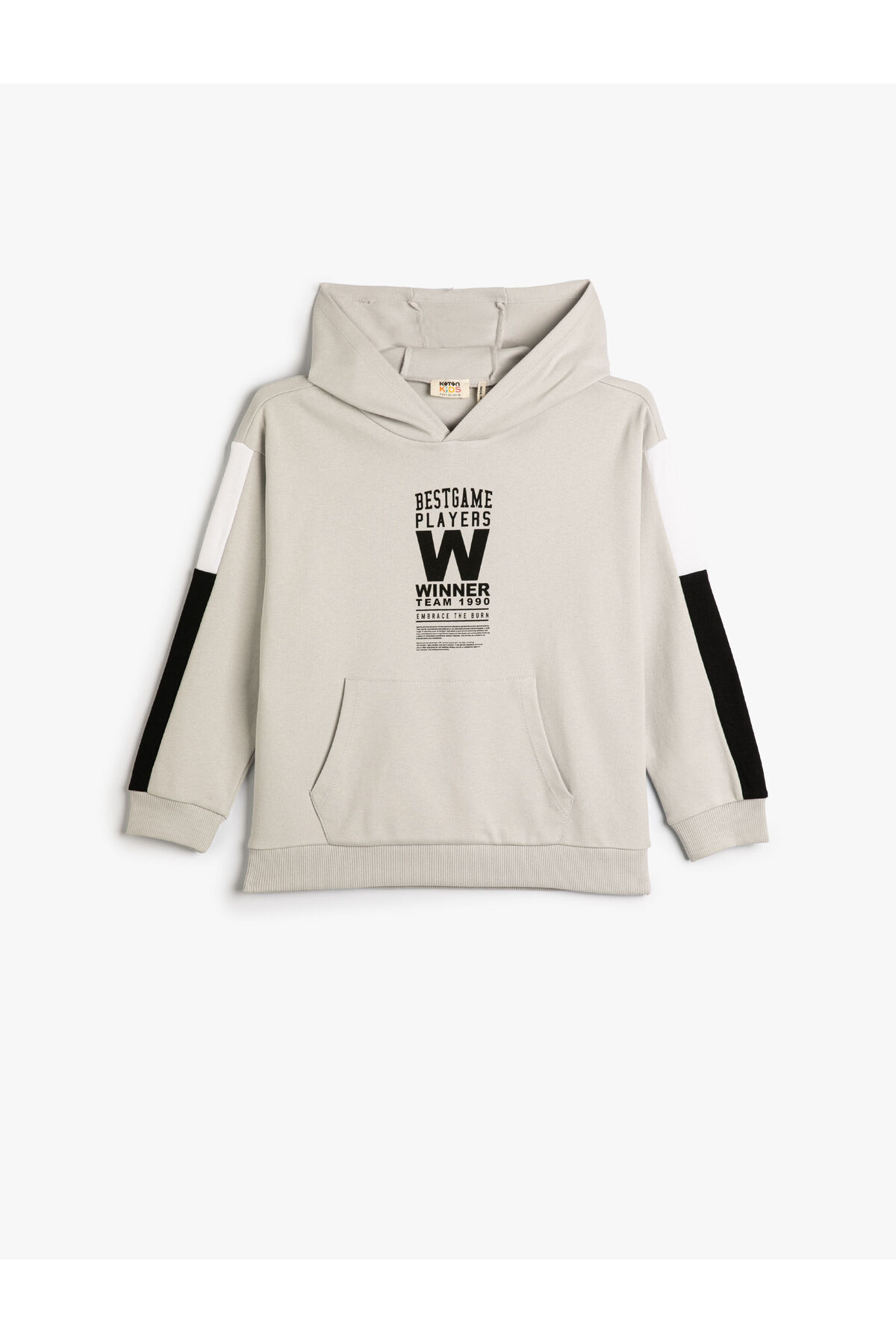 Koton Hooded Sweatshirt Kangaroo Pocket Sports Theme Print Detailed Cotton