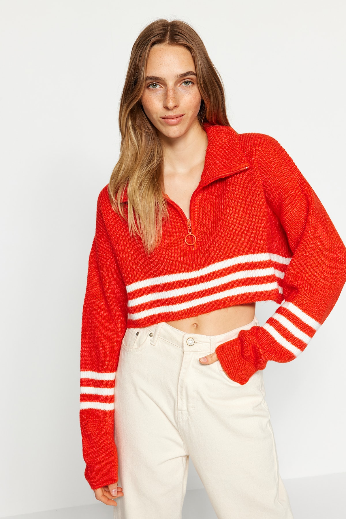 Trendyol Orange Crop Knitwear Sweater