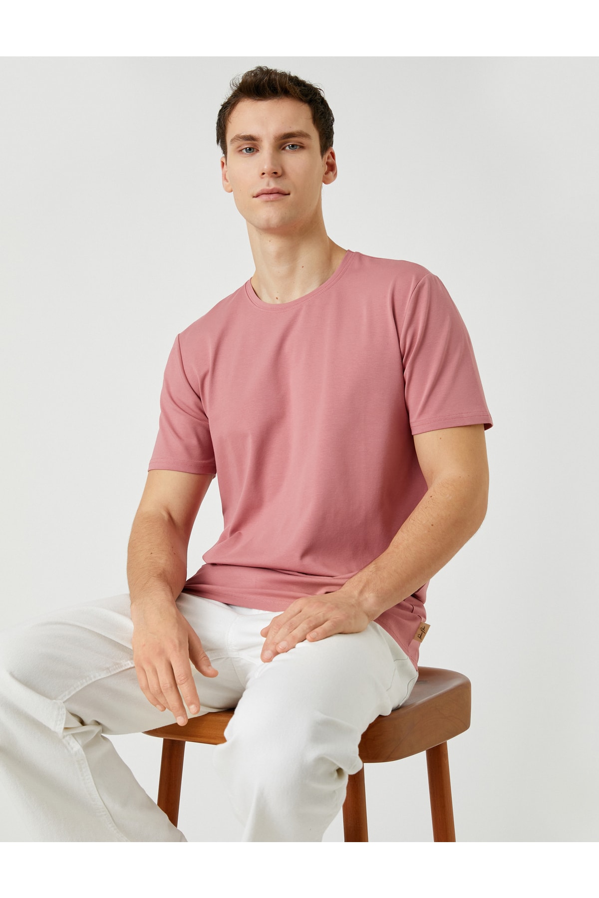 Koton Basic T-Shirt Label Detailed Short Sleeve Crew Neck Cotton