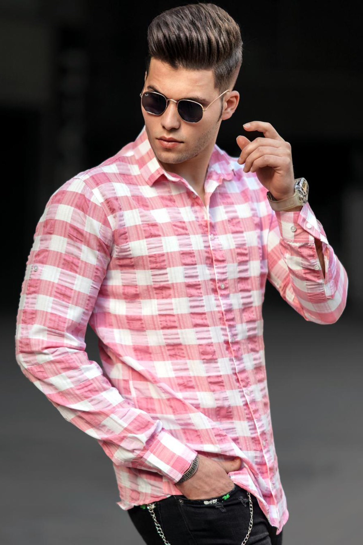 Levně Madmext Men's Pink Shirt 4941