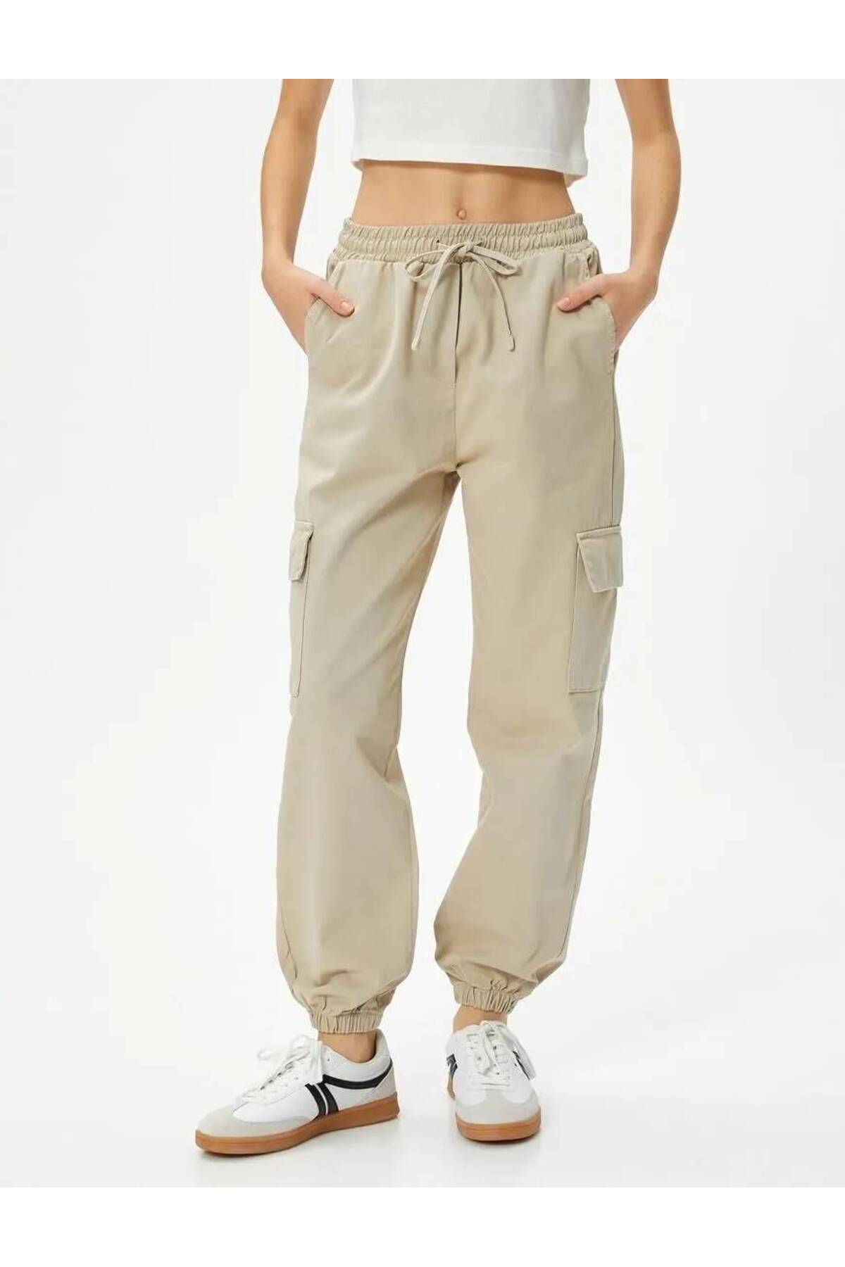 Levně Koton Cargo Jogger Trousers Comfortable Fit Elastic Waist Tie Pocket Cotton