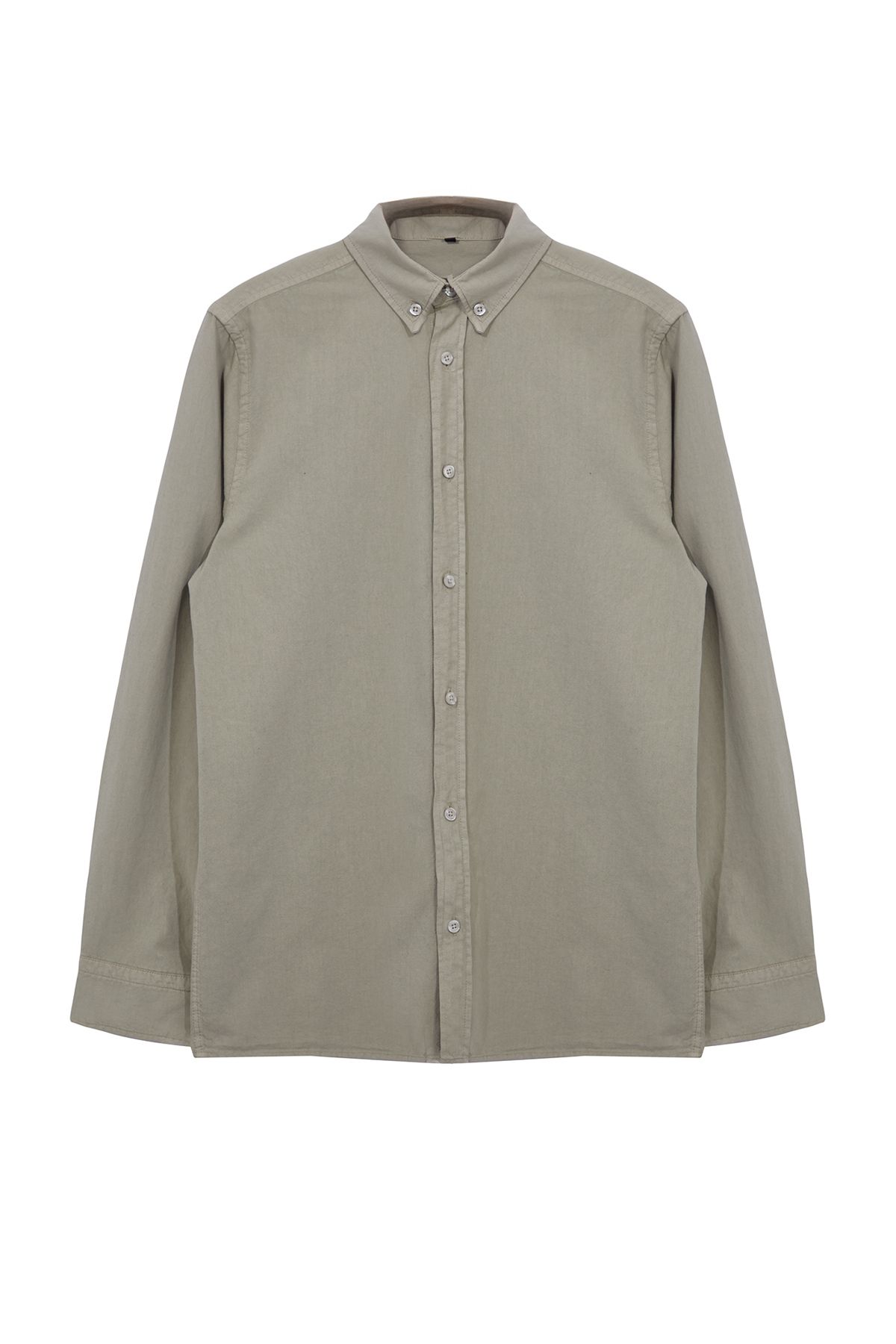 Trendyol Stone Regular Fit Linen Look 100% Cotton Shirt