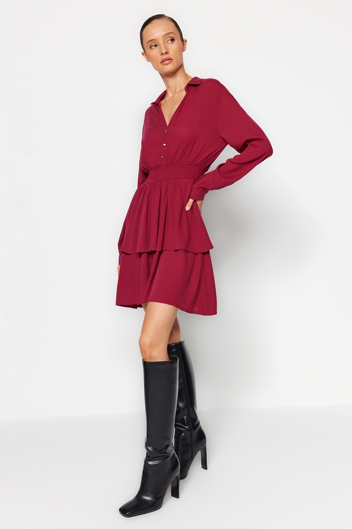 Trendyol Dress - Burgundy - Skater