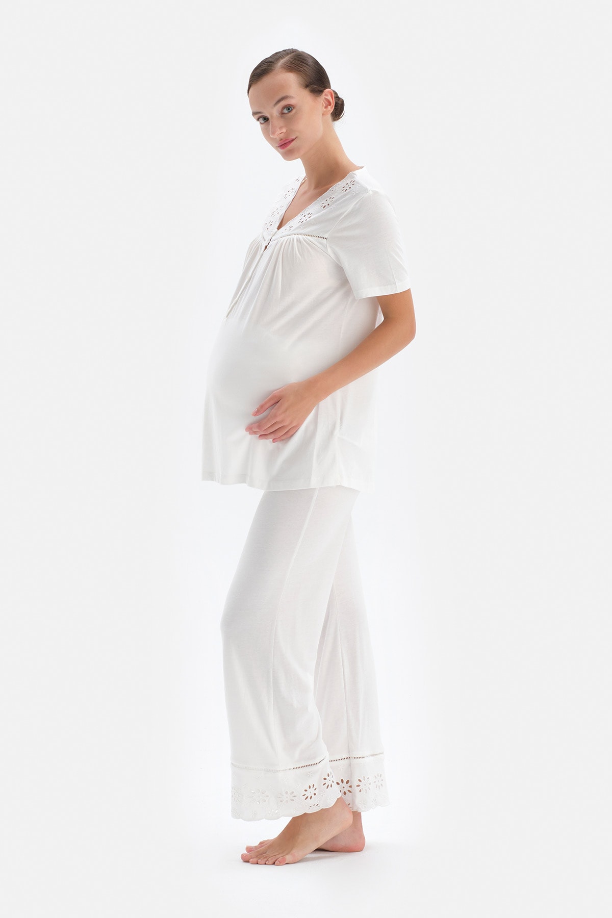 Dagi White Modal Maternity Pajama Pants